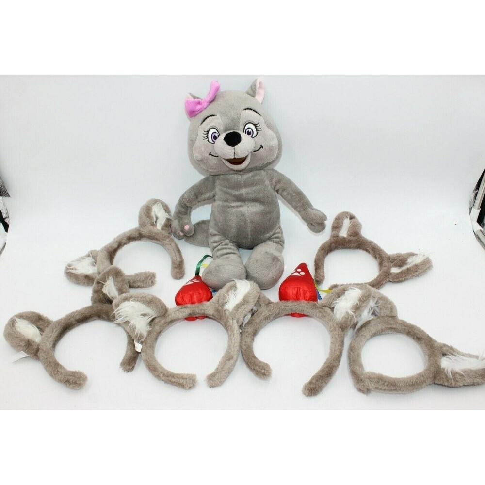 Great Wolf Lodge Ears Lot of 6 Headbands Gray Fuzzy Plush Violet 16" Birthday
